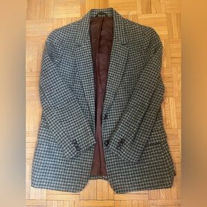 Oscar de la Renta Charcoal and White Houndstooth Blazer